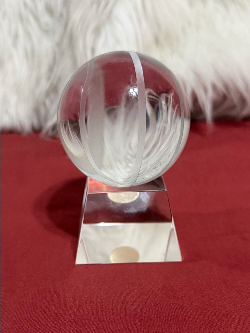 Clear Glass Crystal Sphere on Lucite Stand - Clear